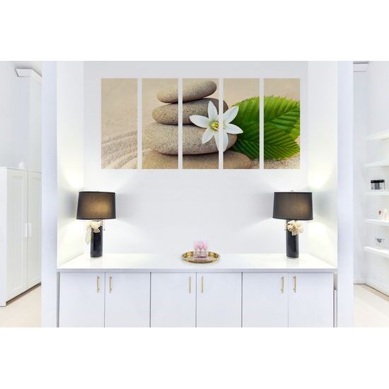 5-dielny obraz kamene na pieskovej pláži