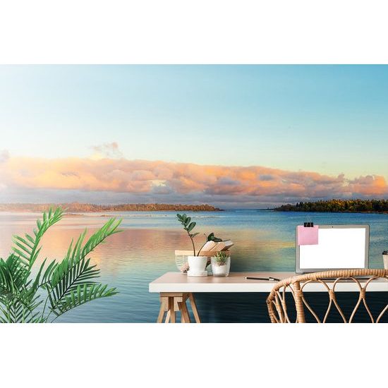 Samolepiaca fototapeta západ slnka pri jazere