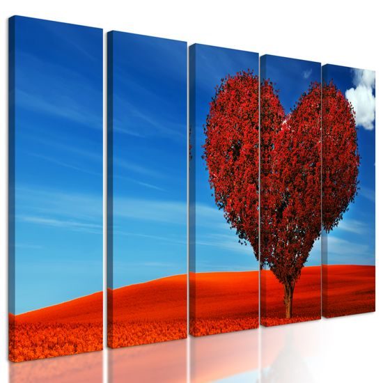 5-dielny obraz strom ako symbol lásky