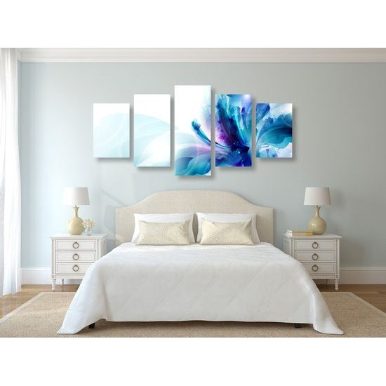5-dielny obraz kvet v odtienoch modrej