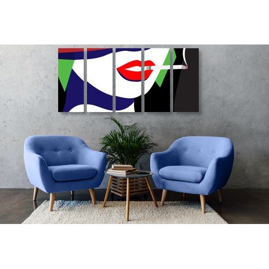 5-dielny obraz žena v pop art štýle