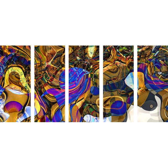 5-dielny obraz explózia abstraktných tvarov