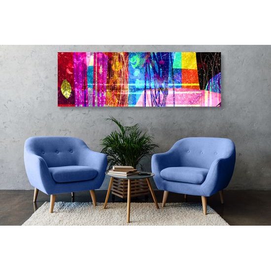 Obraz žiarivý a abstraktný výbuch farieb a vzorov