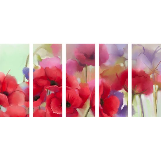 5-dielny obraz krásne maľované maky