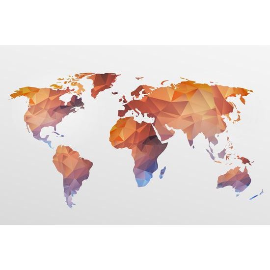 Obraz na korku geometrická oranžová mapa sveta