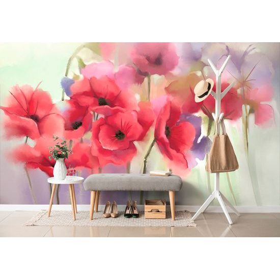 Nádherná samolepiaca tapeta maľba vlčích makov