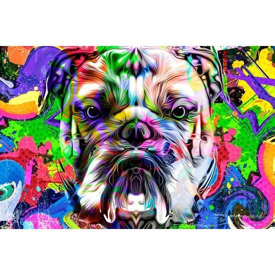 Tapeta buldog v pop art prevedení