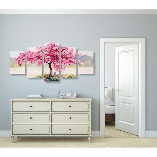 5-dielny obraz samotná čerešňa