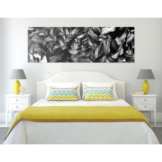 Obraz maľované kvety v čiernobielom prevedení