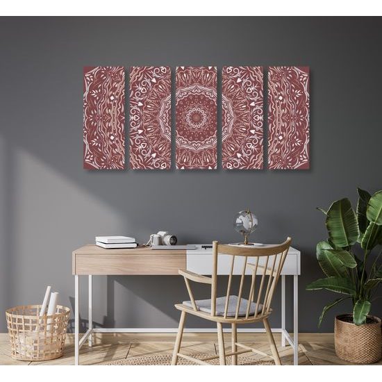 5-dielny obraz ukľudnujúca Mandala v ružovom prevedení