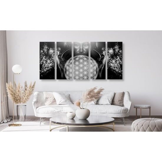 5-dielny obraz sila Ježiša v čiernobielom prevedení