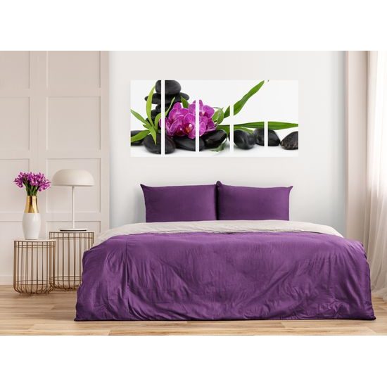 5-dielny obraz krásny kvet orchidei v SPA zátiší