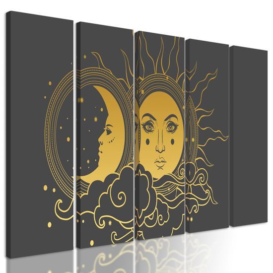 5-dielny obraz symboly slnka a mesiaca