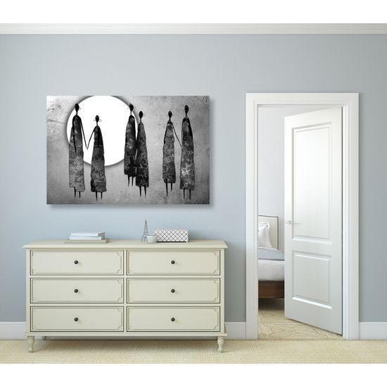 Obraz africký kmeň v čiernobielom prevedení