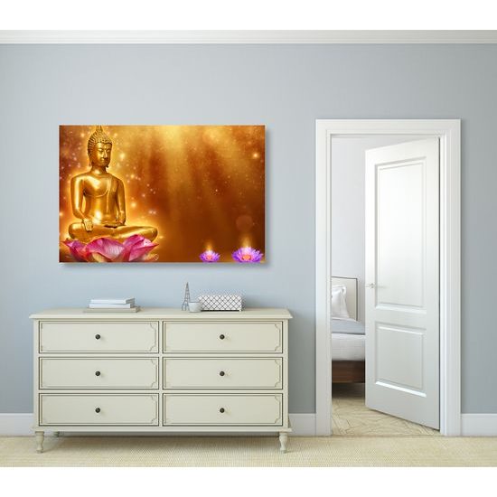 Obraz Buddha pri lotosových kvetoch