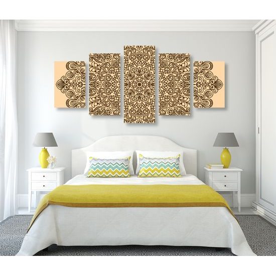 5-dielny obraz Mandala v štýle kvetov