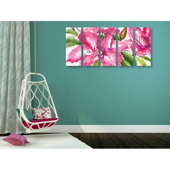 5-dielny obraz maľované kvety