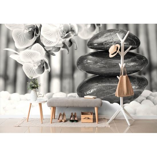 Samolepiaca fototapeta nádherná zen záhrada v čiernobielom prevedení