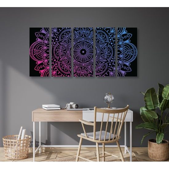 5-dielny obraz fialová Mandala