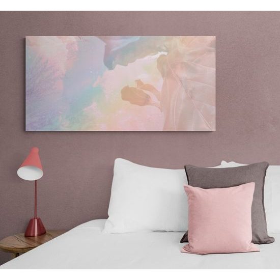 Obraz pastelové listy na hladine