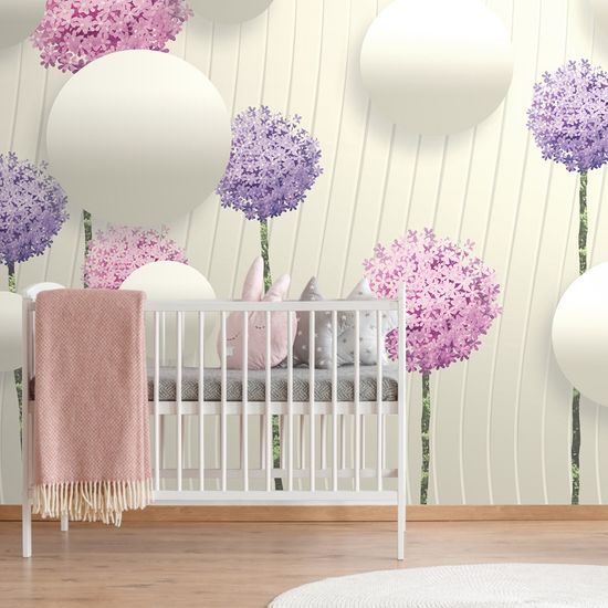 Samolepiaca tapeta farebné kvety s abstraktnými prvkami