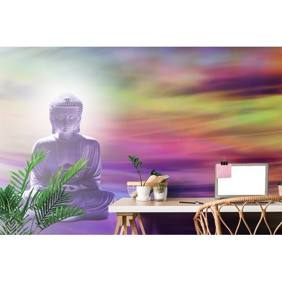 Samolepiaca tapeta rozjímajúci Budha na abstraktnom pozadí