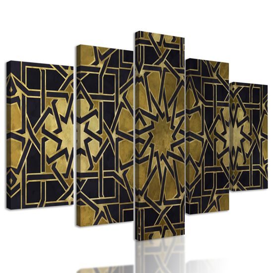 5-dielny obraz strieborná mandala