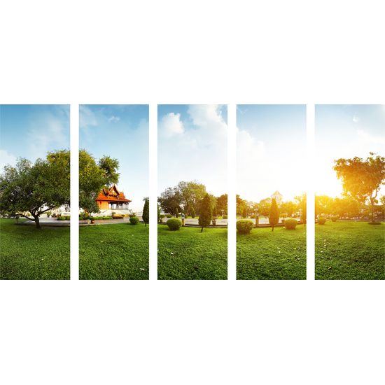5-dielny obraz zeleň v rozkvete