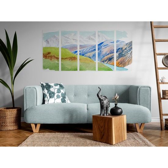 5-dielny obraz horská krajina