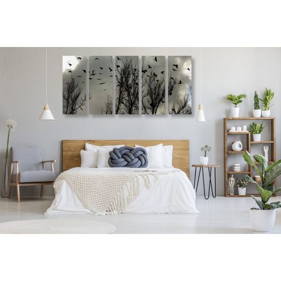 5-dielny obraz vrany pred búrkou