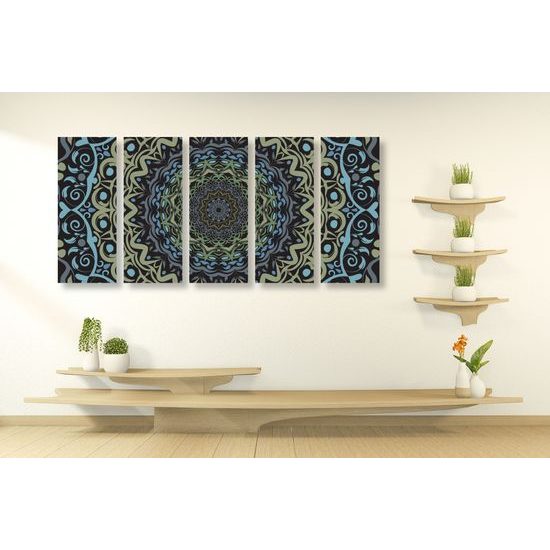 5-dielny obraz zaujímavá vintage Mandala