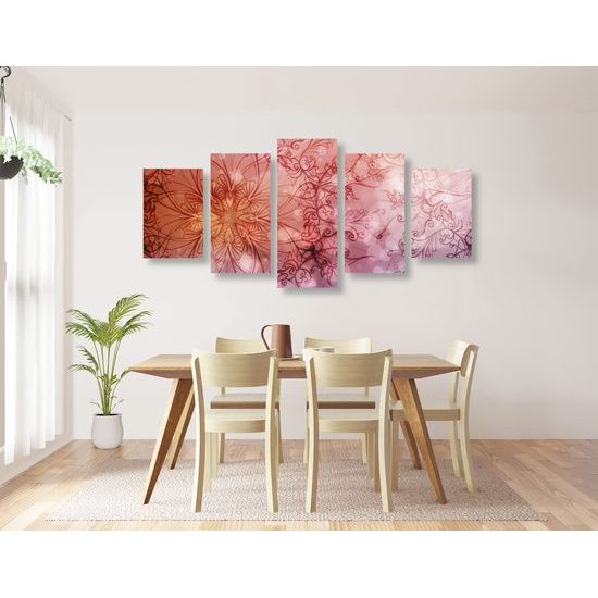 5-dielny obraz ružová Mandala