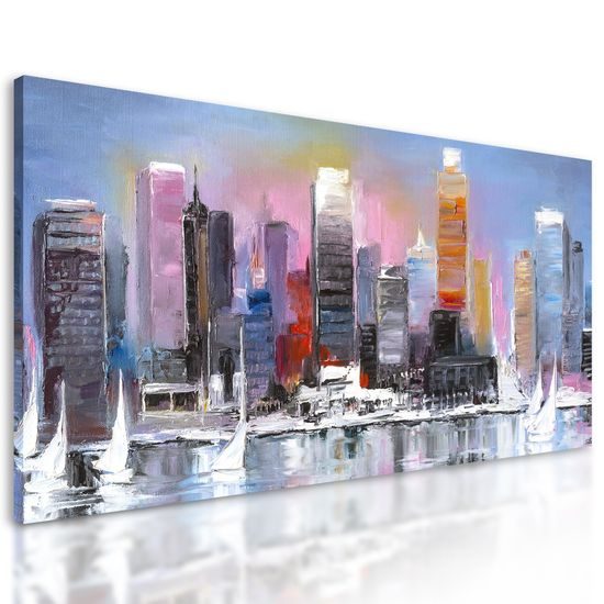 Obraz umelecká maľba moderného mesta