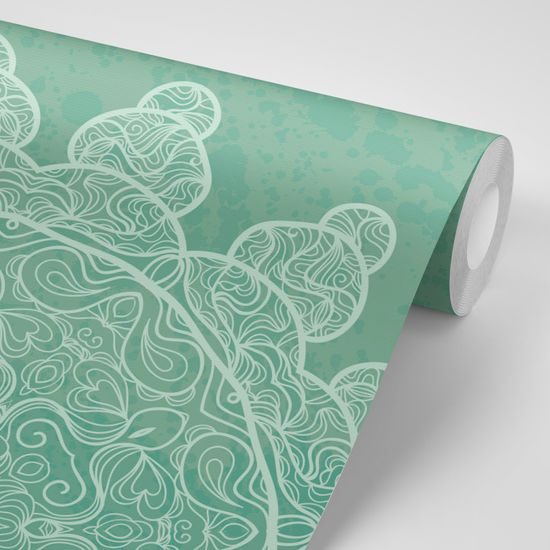 Tapeta zelená Mandala s abstraktnými prvkami