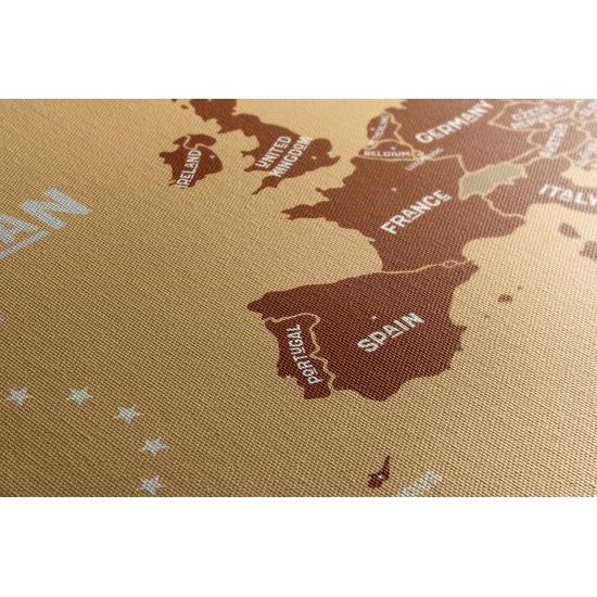 Obraz moderná mapa Európskej únie v hnedom prevedení