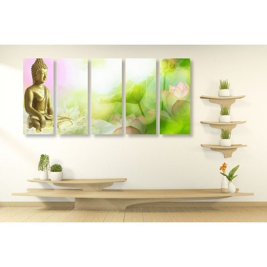 5-dielny obraz splinutie Budhu s prírodou