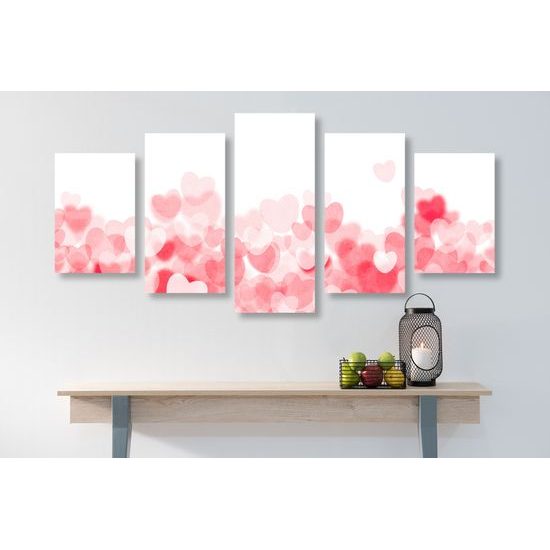 5-dielny obraz plný krásnych srdiečok
