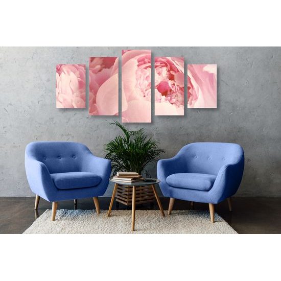 5-dielny obraz detail na ružové kvety
