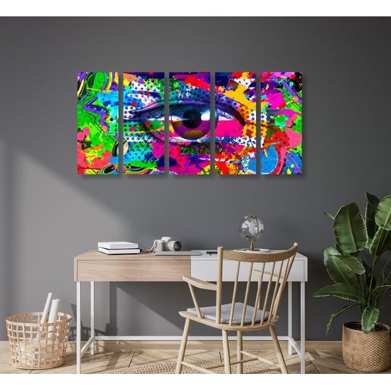5-dielny obraz pop-art abstrakcia oka