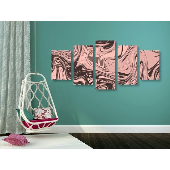 5-dielny obraz ružová umelecká abstrakcia