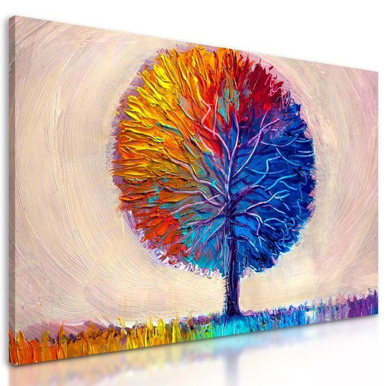 Obraz pestrofarebný strom v akvarelovom prevedení