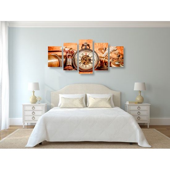 5-dielny obraz historické luxusné hodinky