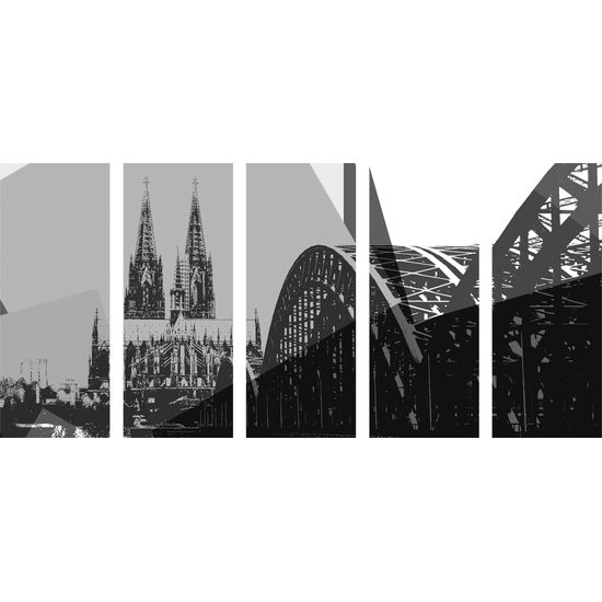 5-dielny obraz čiernobiely nemecký Kolín v pop art štýle