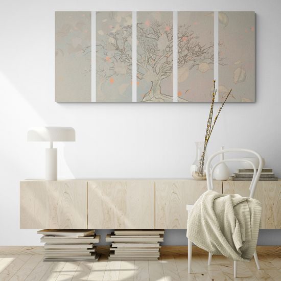 5-dielny obraz maľba jesenného stromu