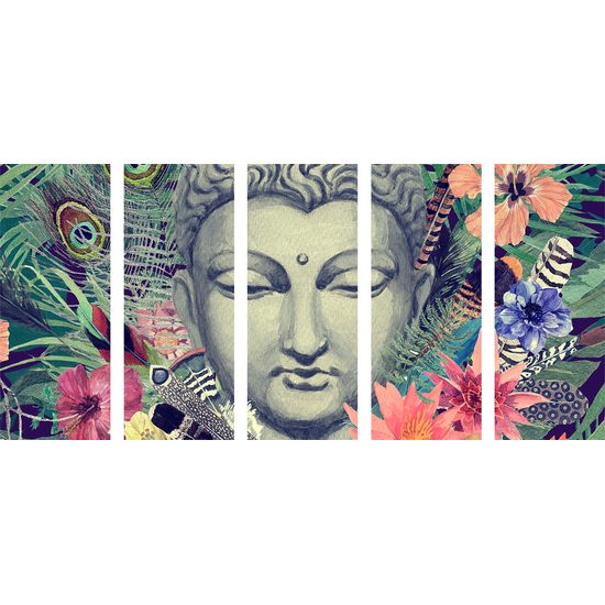 5-dielny obraz Budha v tropickej džungli