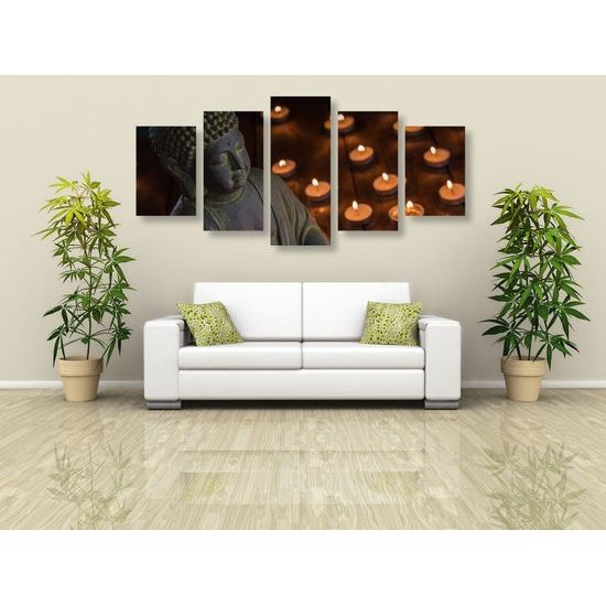 5-dielny obraz Budha pri meditácií