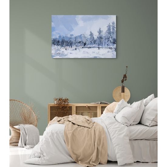 Obraz abstraktné zasnežené stromy