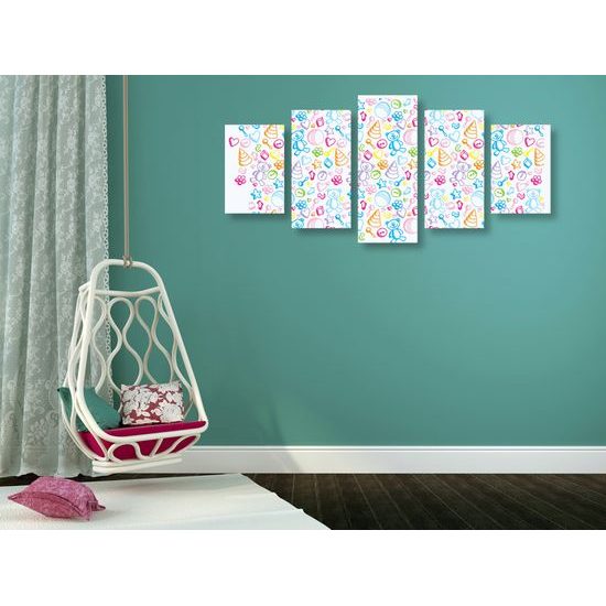 5-dielny obraz hračky v krásnom farebnom prevedení