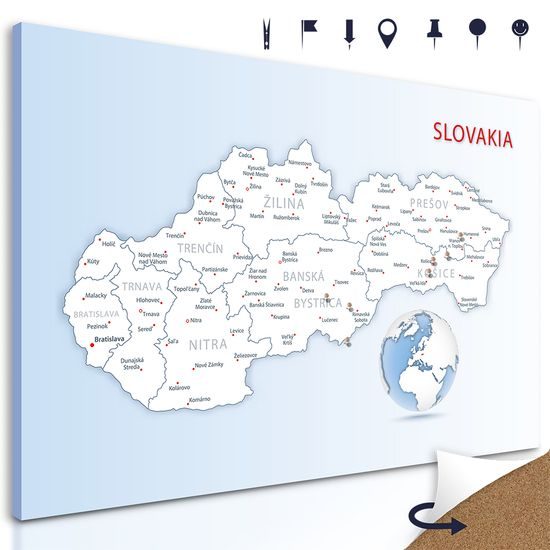 Obraz na korku podrobná mapa Slovenska