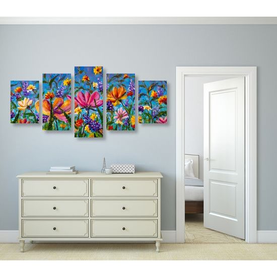 5-dielny obraz lúčne kvety plné farieb